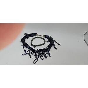 VTG Handmade Glass Beaded Necklace and Bracelet Set - Iridescent